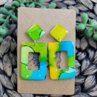 Blue, Green & Yellow Drop Stud Rectangles