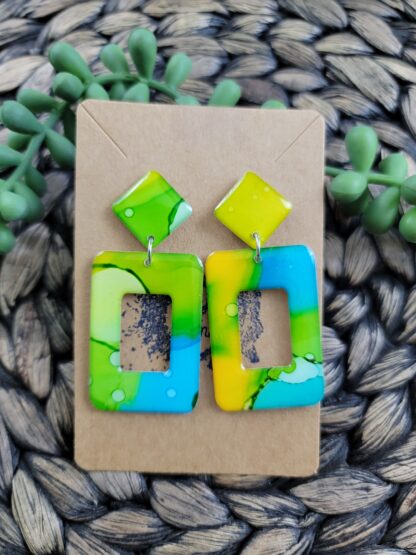 Blue, Green & Yellow Drop Stud Rectangles