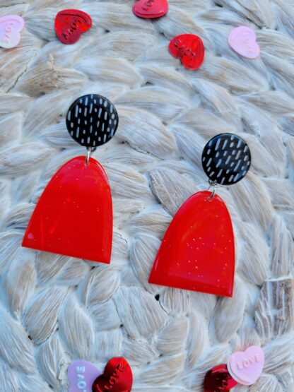 Red Drop Arches w/Black & White Studs