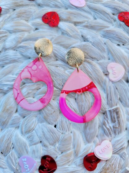 Open-Heart Teardrops with Textured Gold Studs