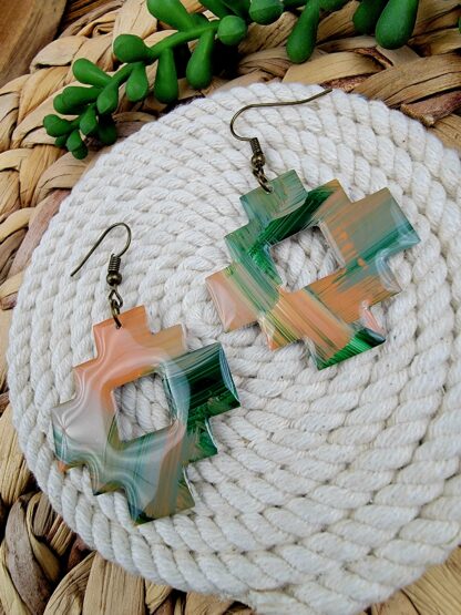 Brown and green pixelated squares