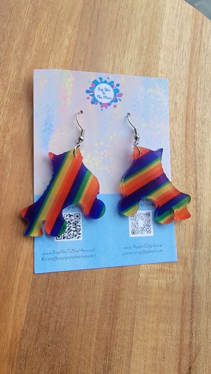 Striped Rainbow Skate Earrings - Image 3