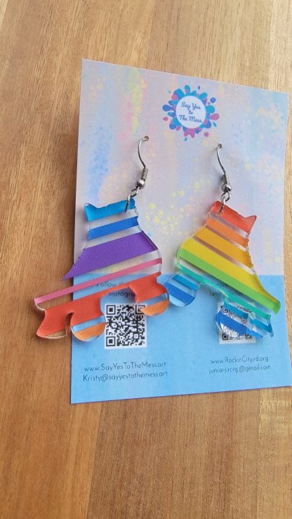 Striped Rainbow Skate Earrings - Image 2